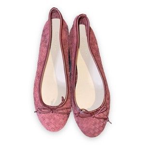 Garnet Hill Sz: 8.5  Leather Woven Made In Italy Ballet Flat Maroon Purple Pink